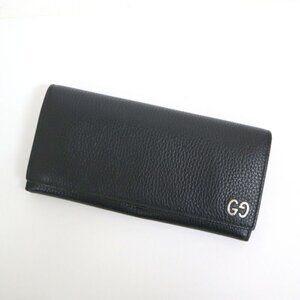 Gucci Dorian Bifold Wallet GG Logo Leather Black Silver